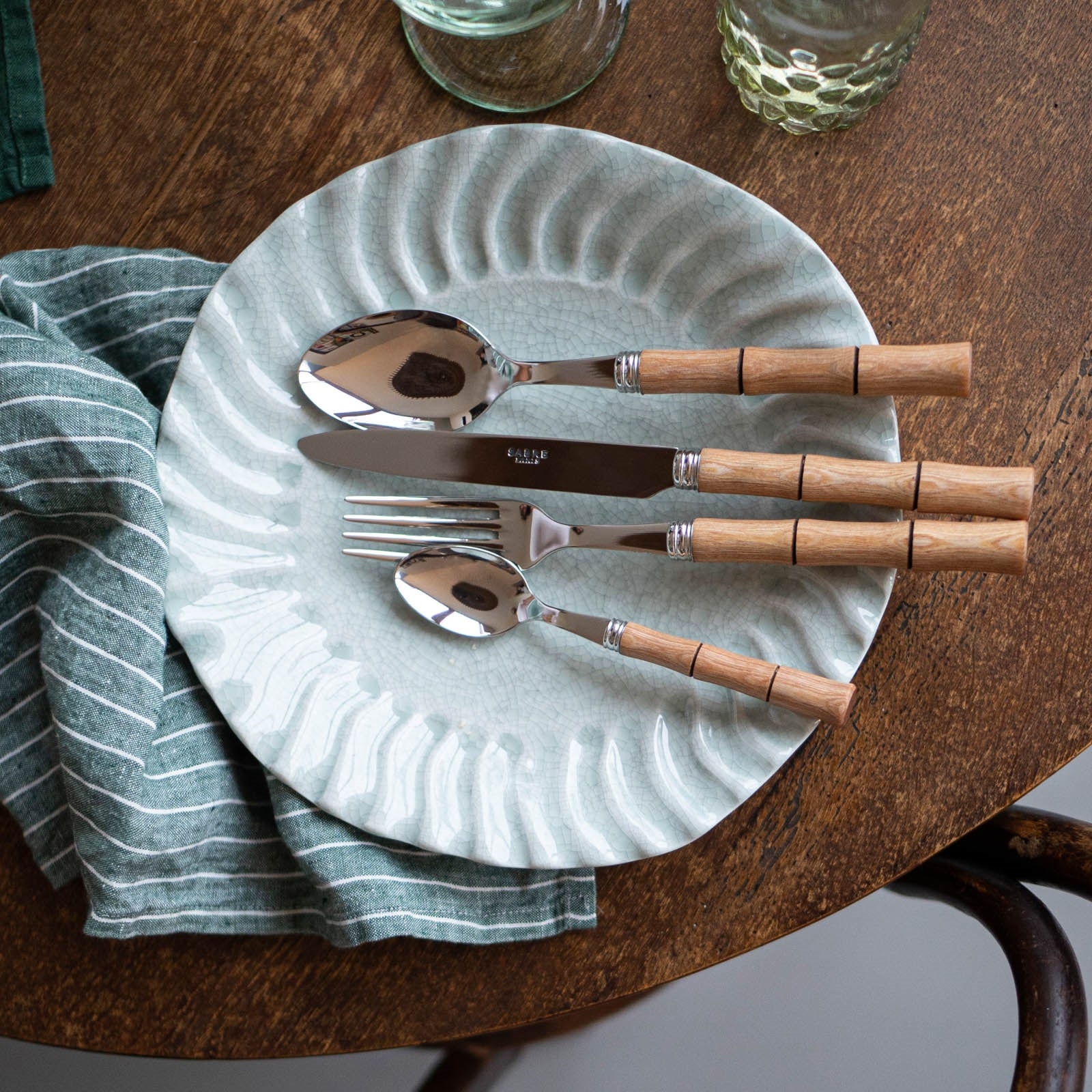 Bambou, Bois stratifié clair - Set de 4 couverts de table