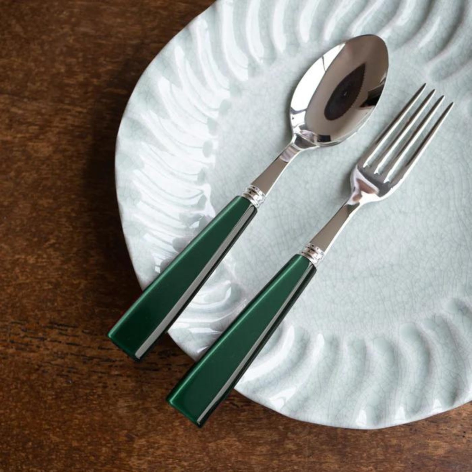 Icône, Dark green - 4 pieces cutlery set