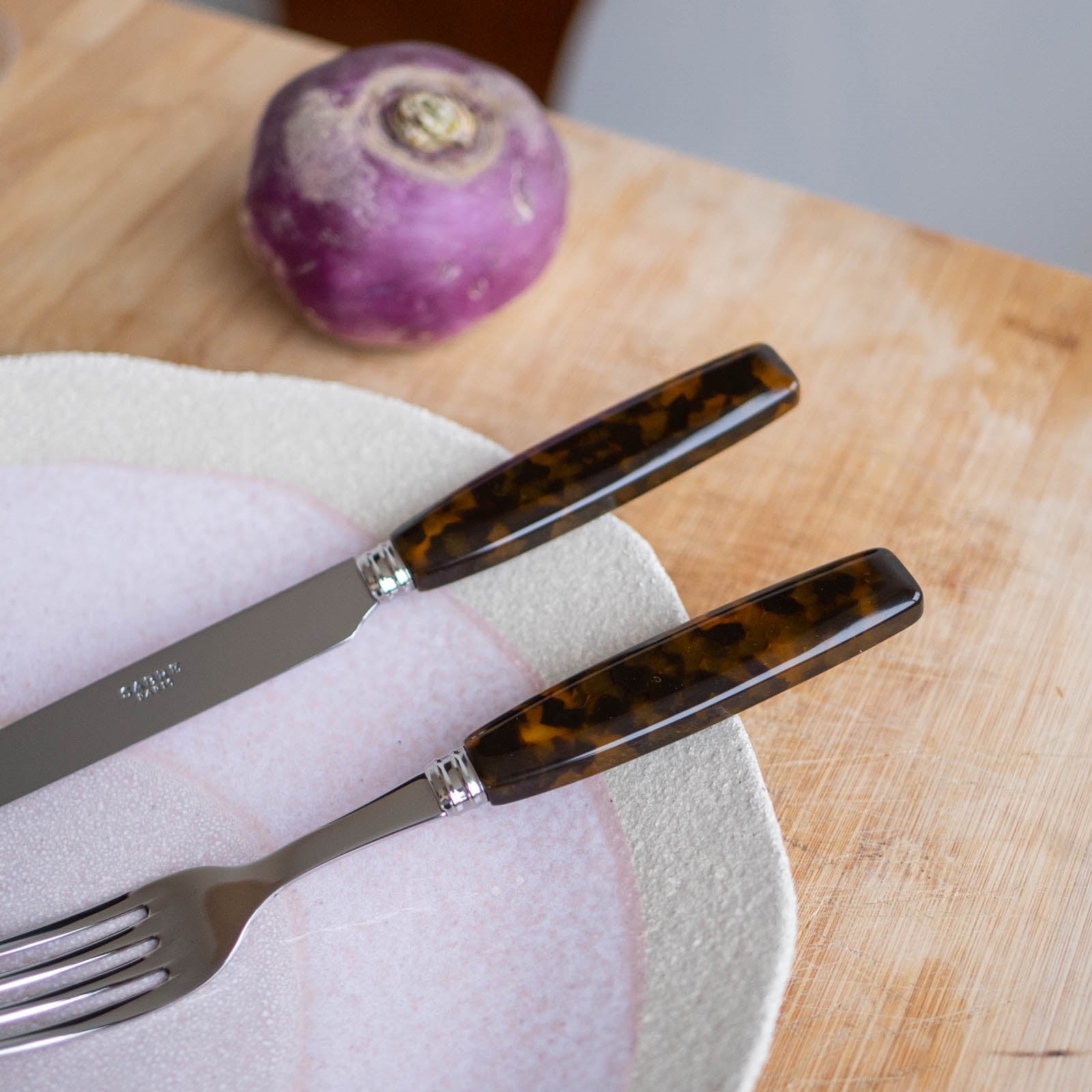 Djembe, Faux Tortoise - 4 pieces cutlery set