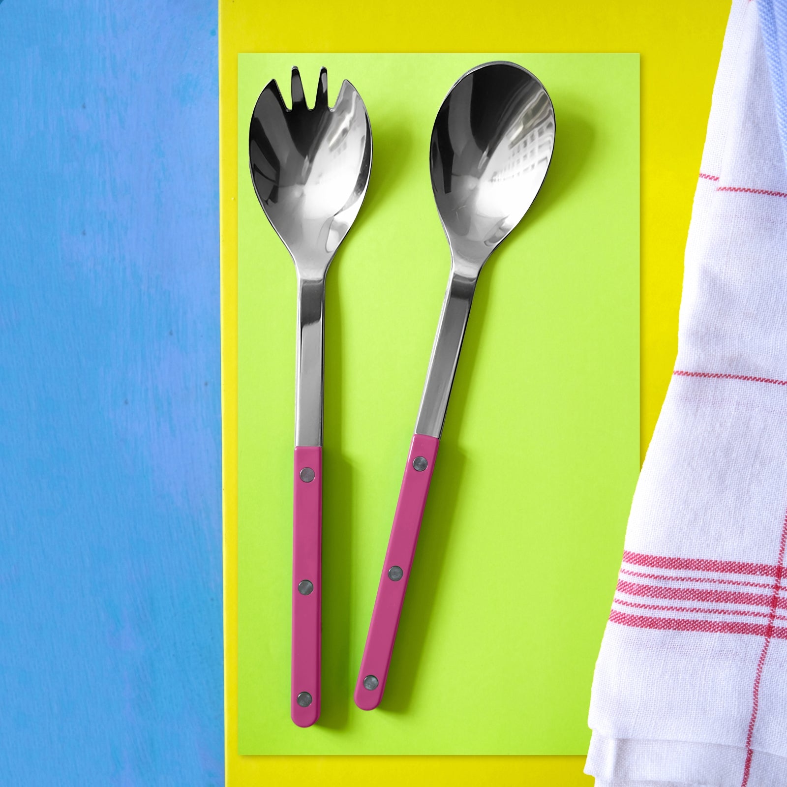 Bistrot Solid, Raspberry - Salad cutlery set