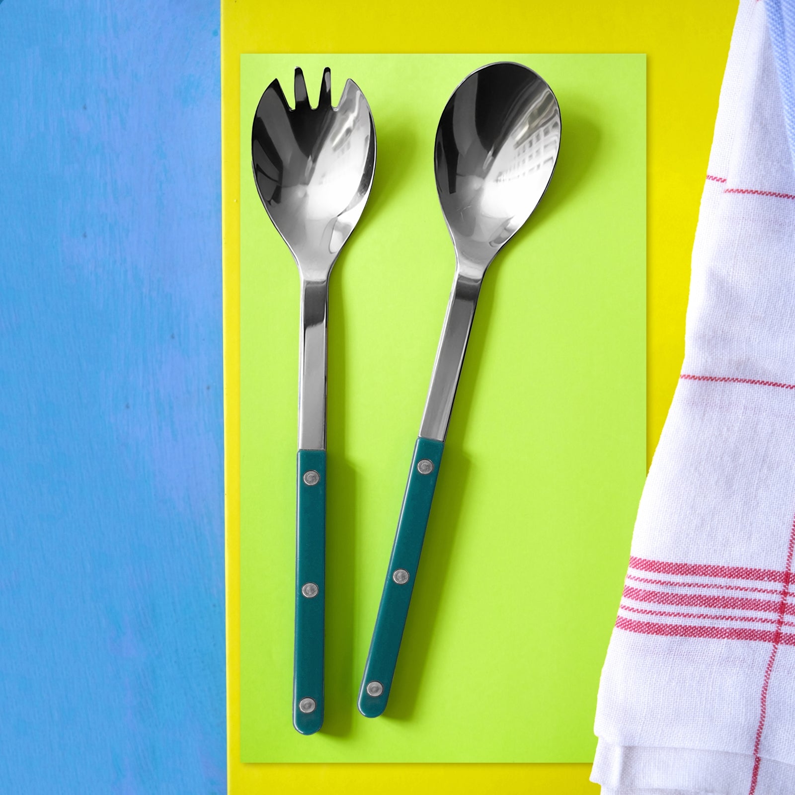 Bistrot Solid, Aquamarine - Salad cutlery set