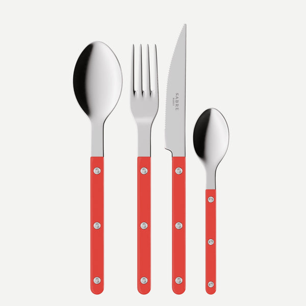 新品 MATIERES SABRE PARIS Red カトラリーセット Bistrot Solid, Red - 24 pieces cutlery set - For 6 people - Sabre