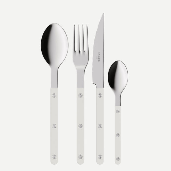 新品 MATIERES SABRE PARIS White カトラリーセット Bistrot Solid, White - 4 pieces cutlery set - Sabre Paris