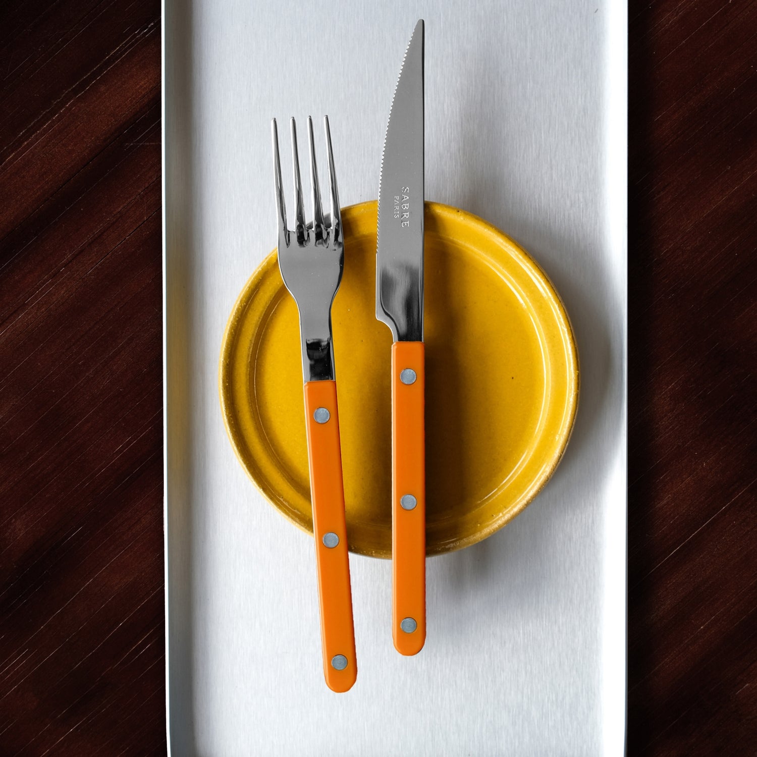 Bistrot Uni, Orange - Coffret de 5 couverts de table