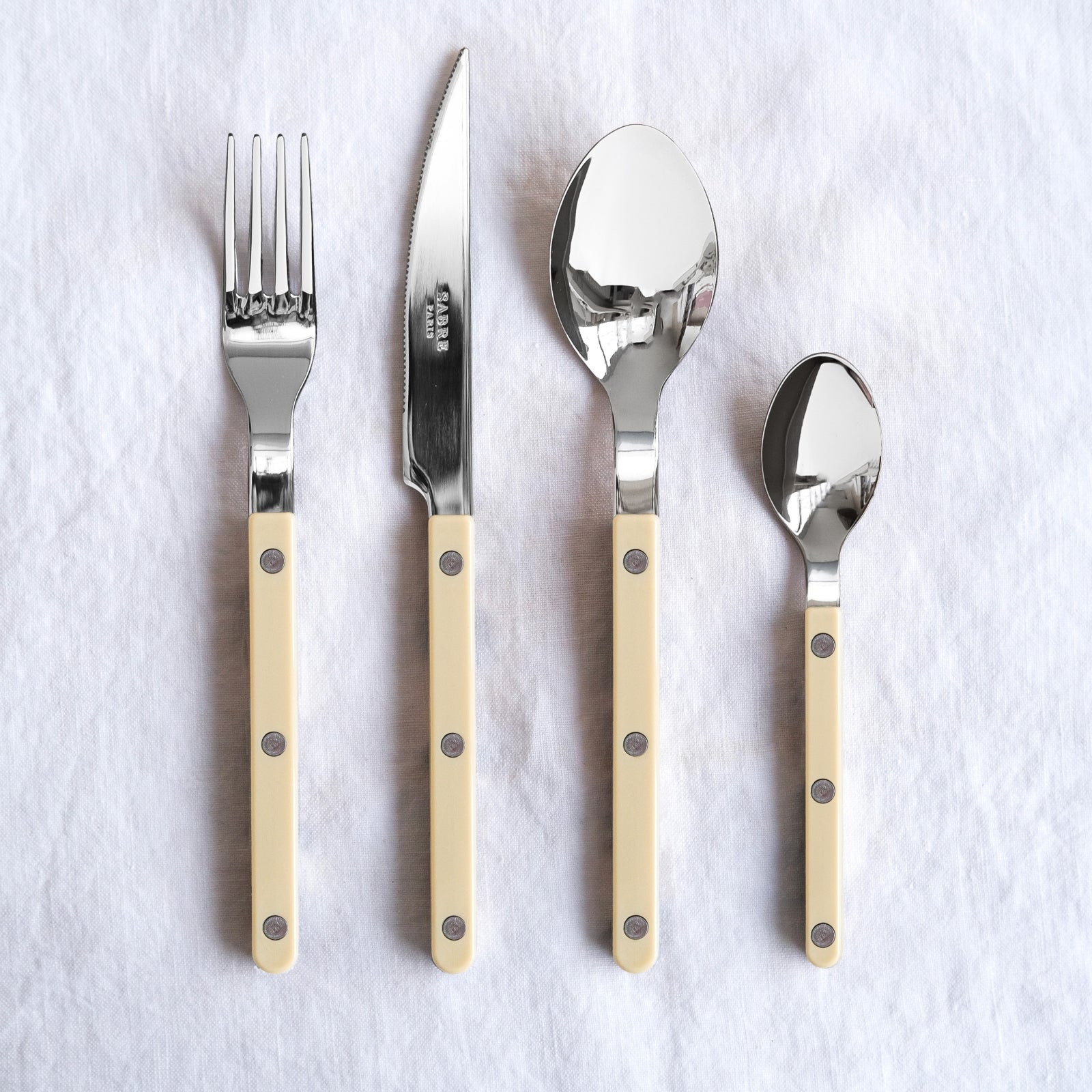 Bistrot Uni, Ivoire - Set de 4 couverts de table