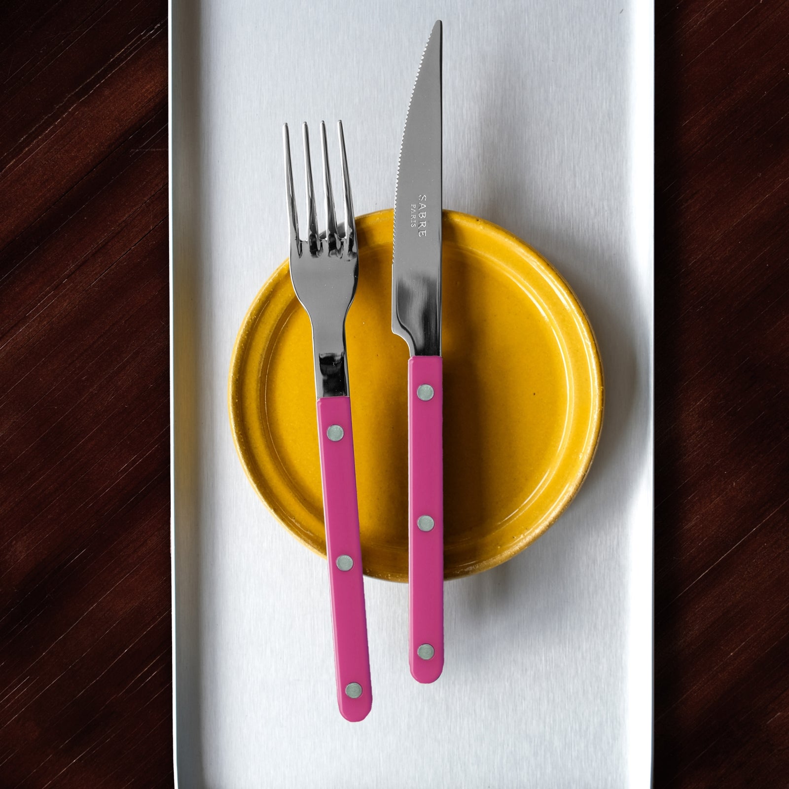 Bistrot Uni, Framboise - Set de 4 couverts de table