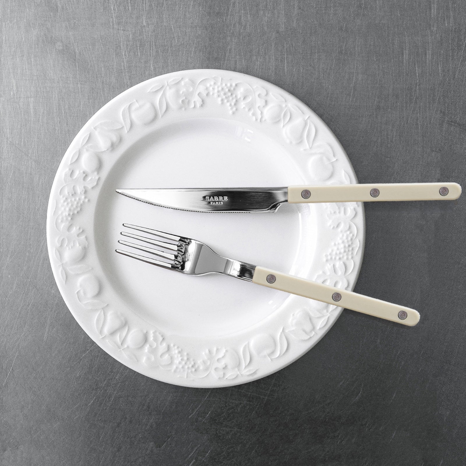 Bistrot Uni, Mastic - Set de 4 couverts de table