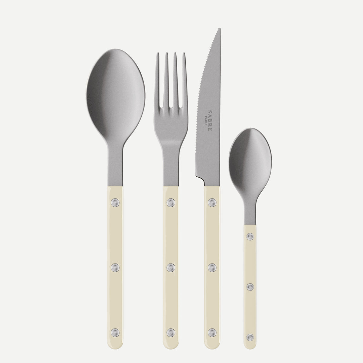 SABRE サーブル ビストロユニ ヴィンテージ カトラリーセット アイボリー Bistrot Vintage Solid、アイボリー - 4点カトラリーセット - Sabre Paris