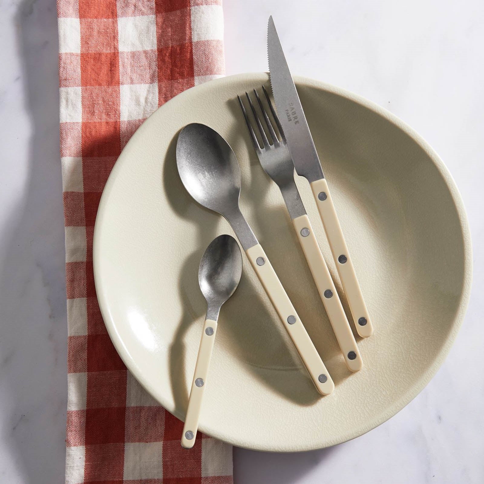 Bistrot Vintage Solid, Light kaki - 4 pieces cutlery set
