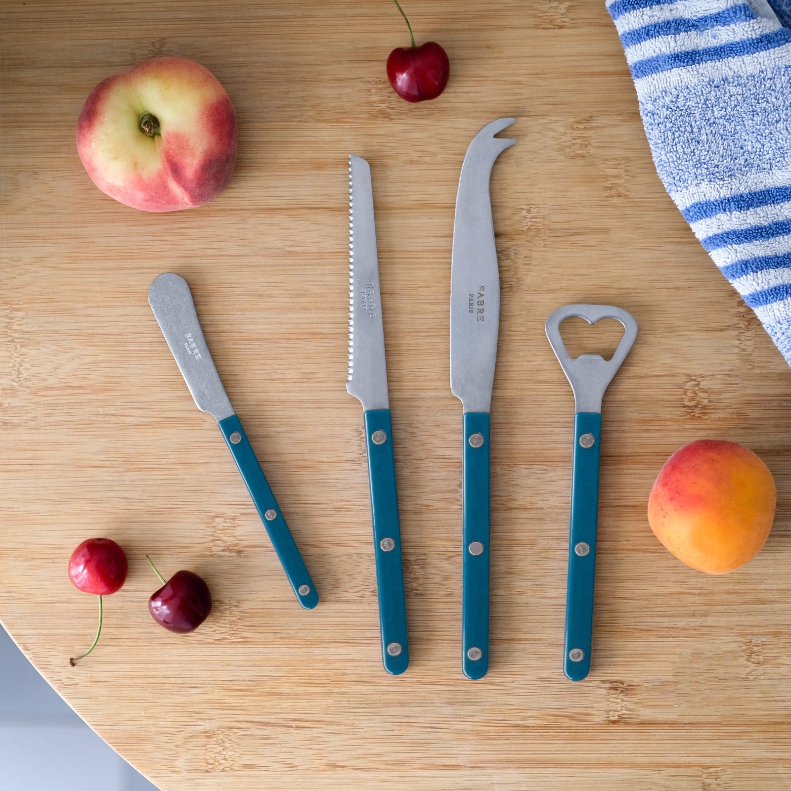 Bistrot Vintage Uni, Bleu canard - Set apéro Bistrot