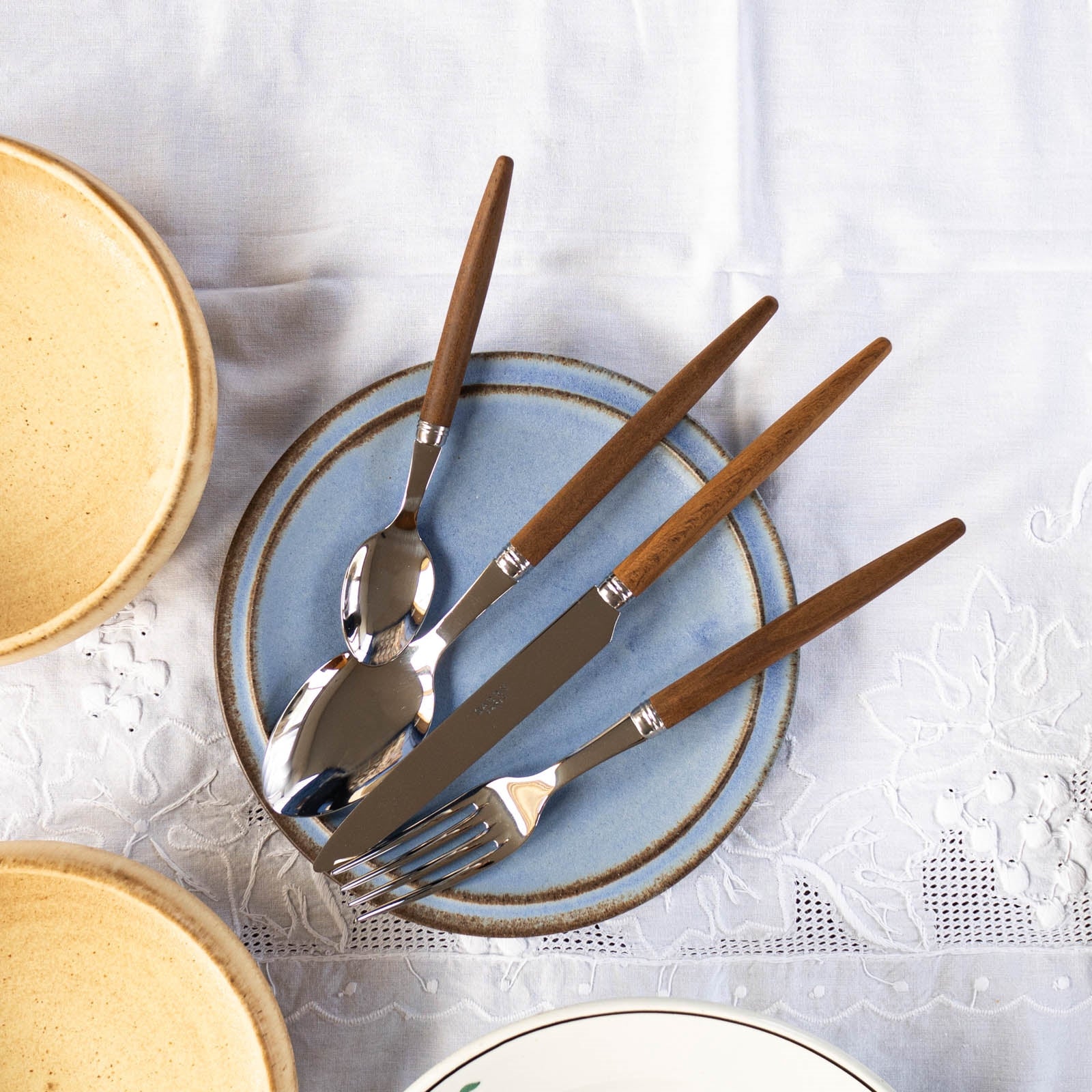 Jonc, Dark wood - 4 pieces cutlery set