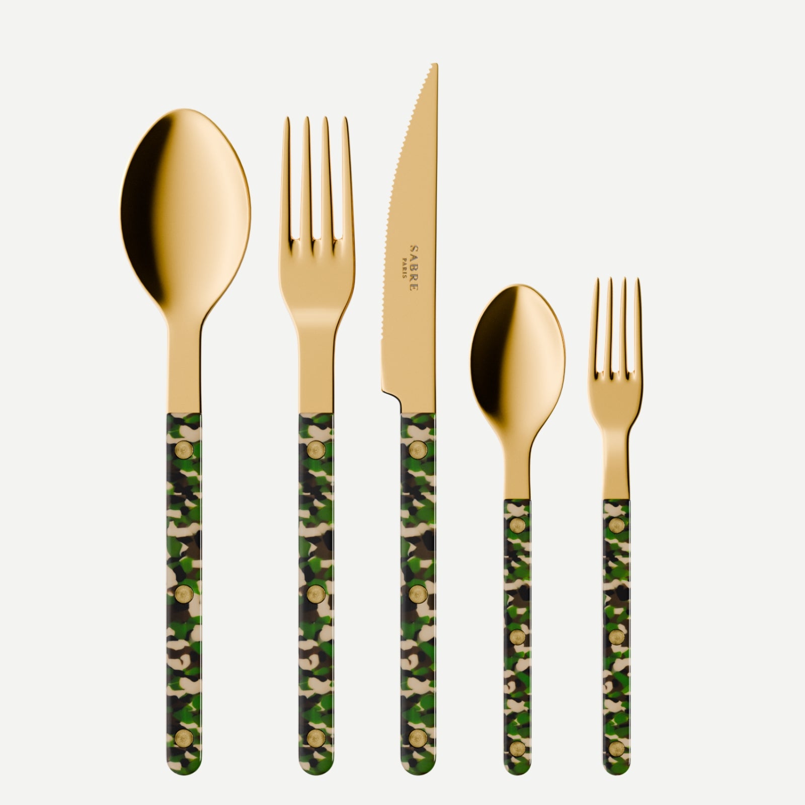 Bistrot couleur Gold Camouflage, Camouflage - Set de 5 couverts de table