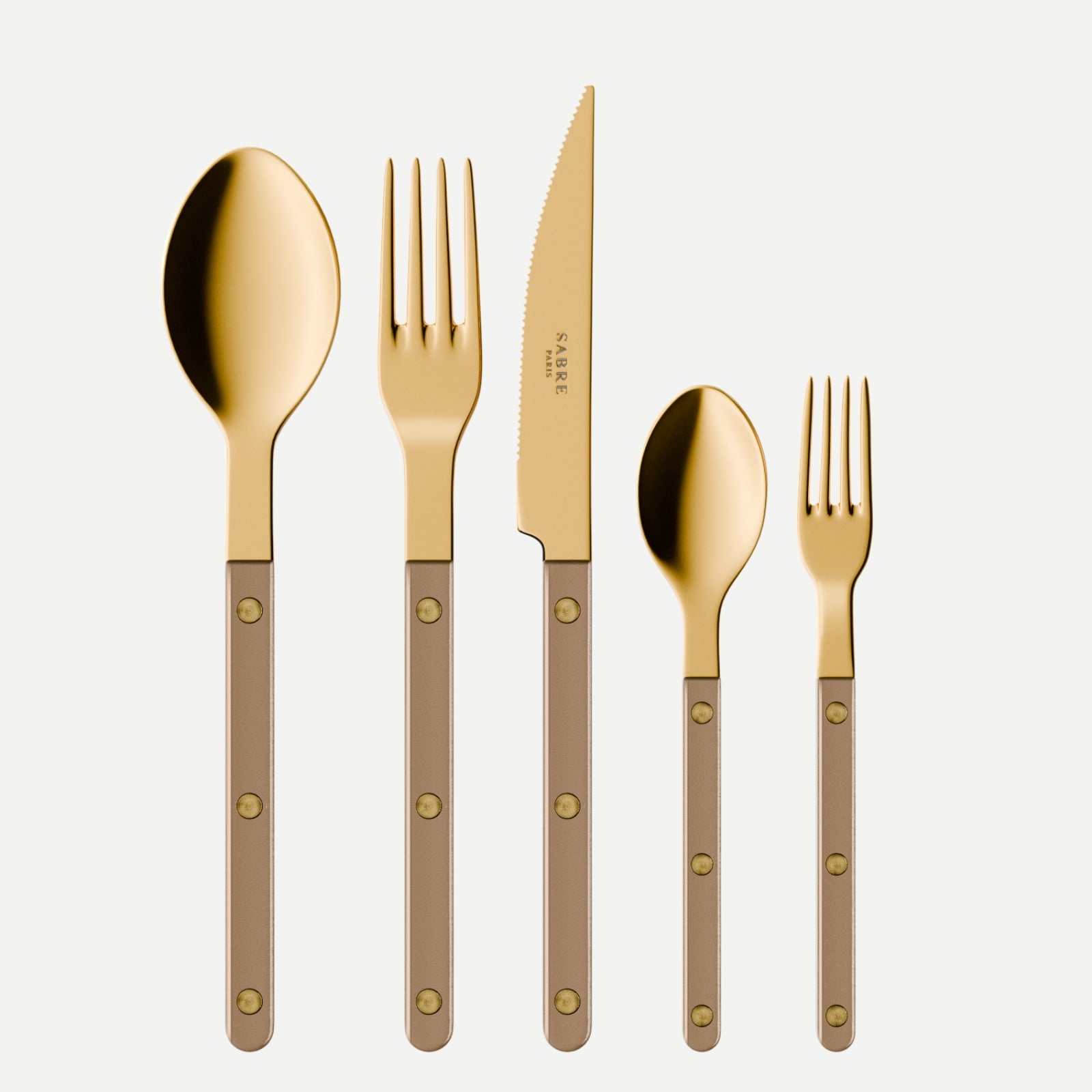 Bistrot couleur Gold Pearly, Caramel - Set de 5 couverts de table