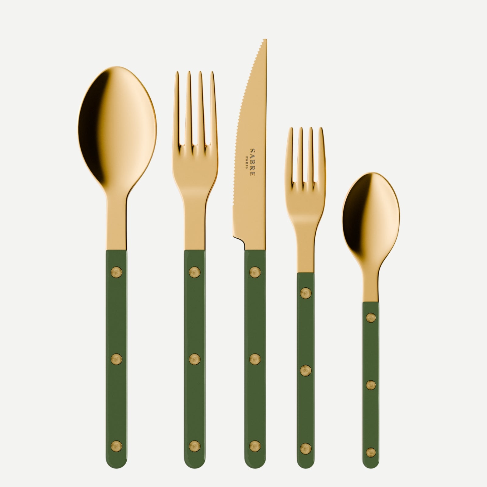 Bistrot Gold Uni, Vert - Set de 5 couverts de table