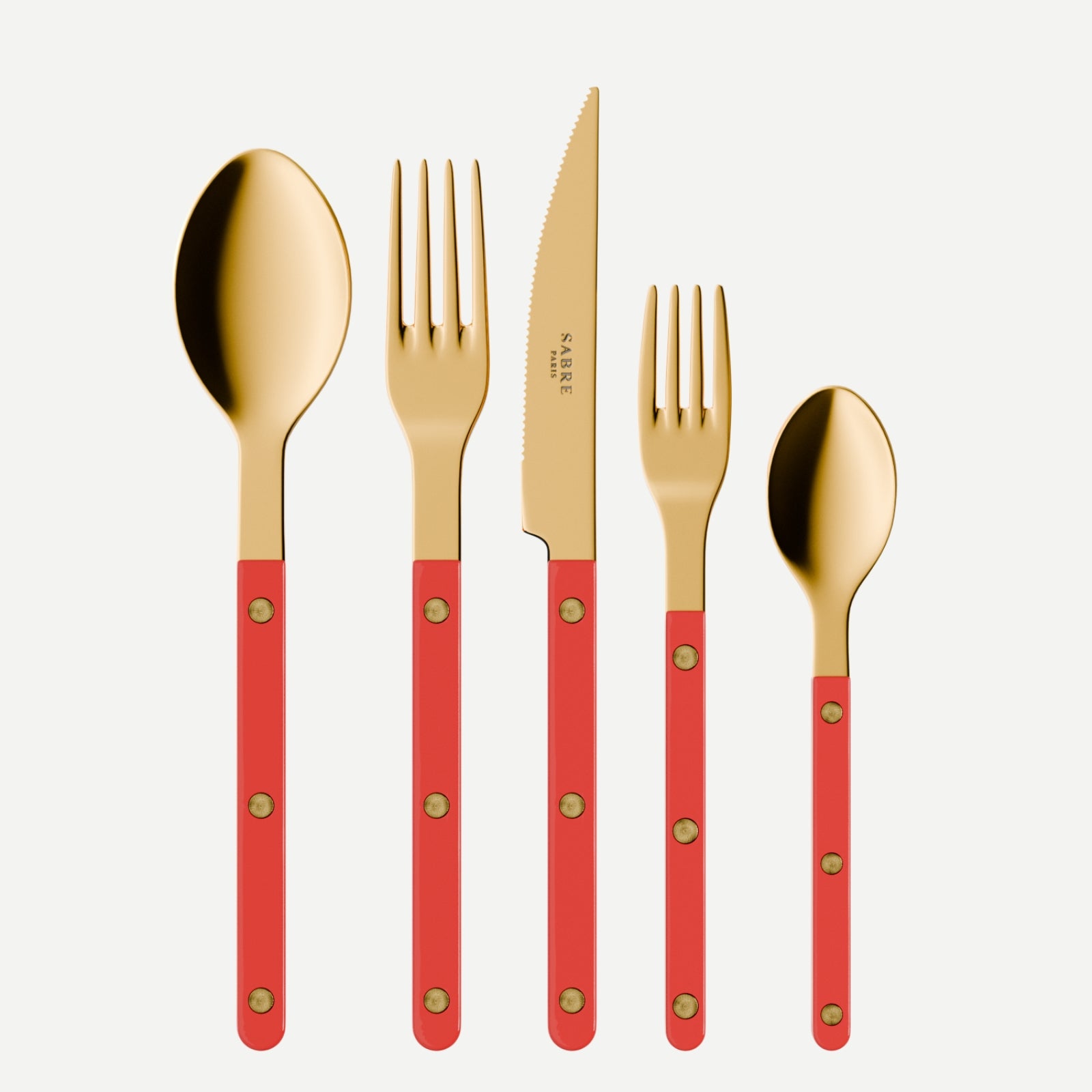 Bistrot Gold Uni, Rouge - Set de 5 couverts de table