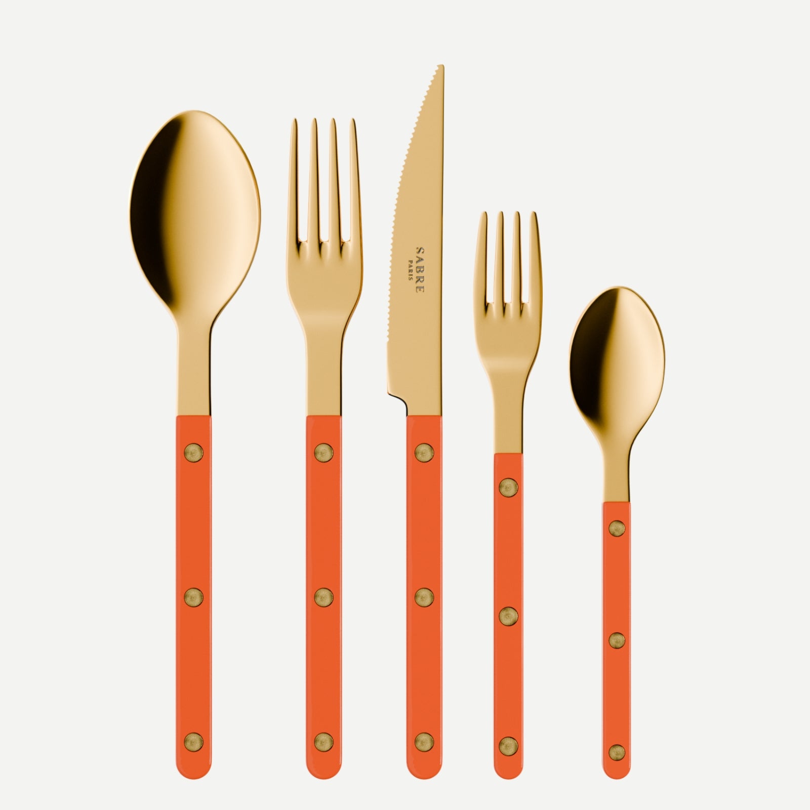 Bistrot Gold Uni, Orange - Set de 5 couverts de table