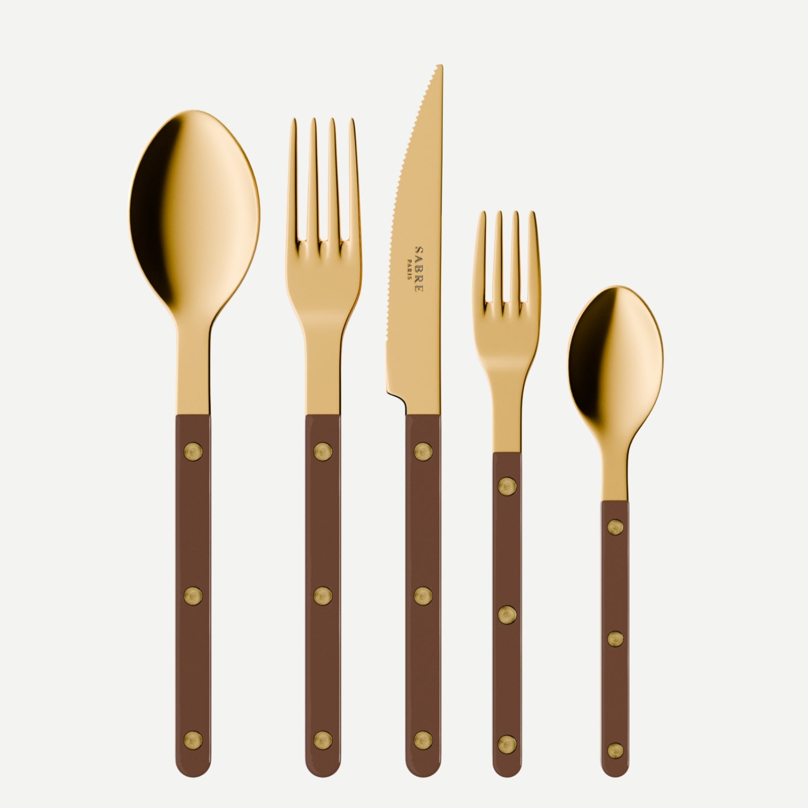 Bistrot Gold Uni, Chocolat - Set de 5 couverts de table