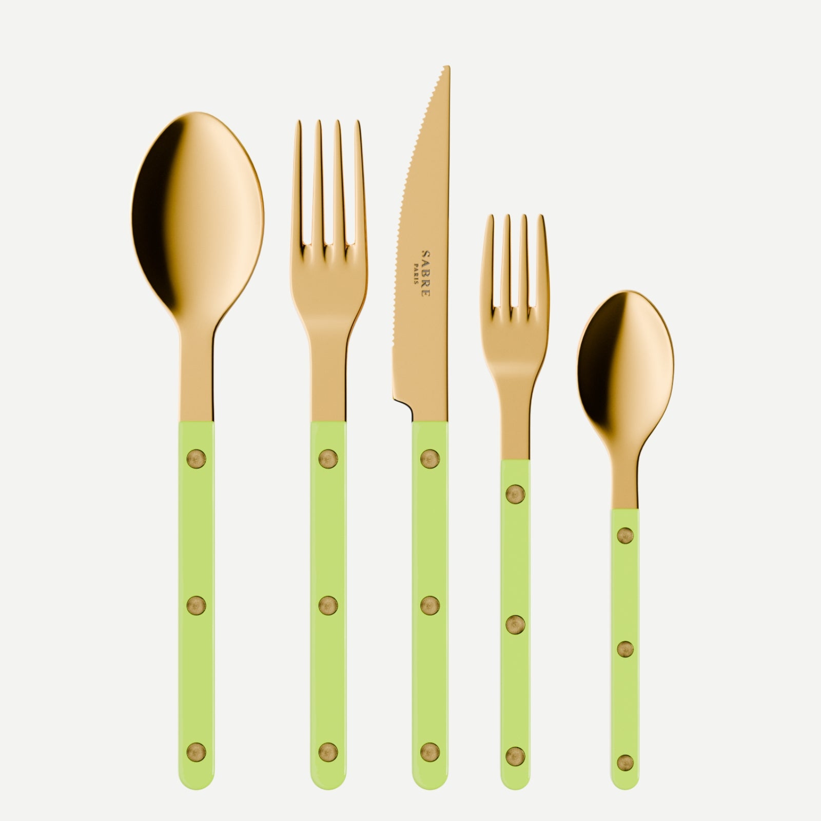 Bistrot Gold Uni, Lime - Set de 5 couverts de table