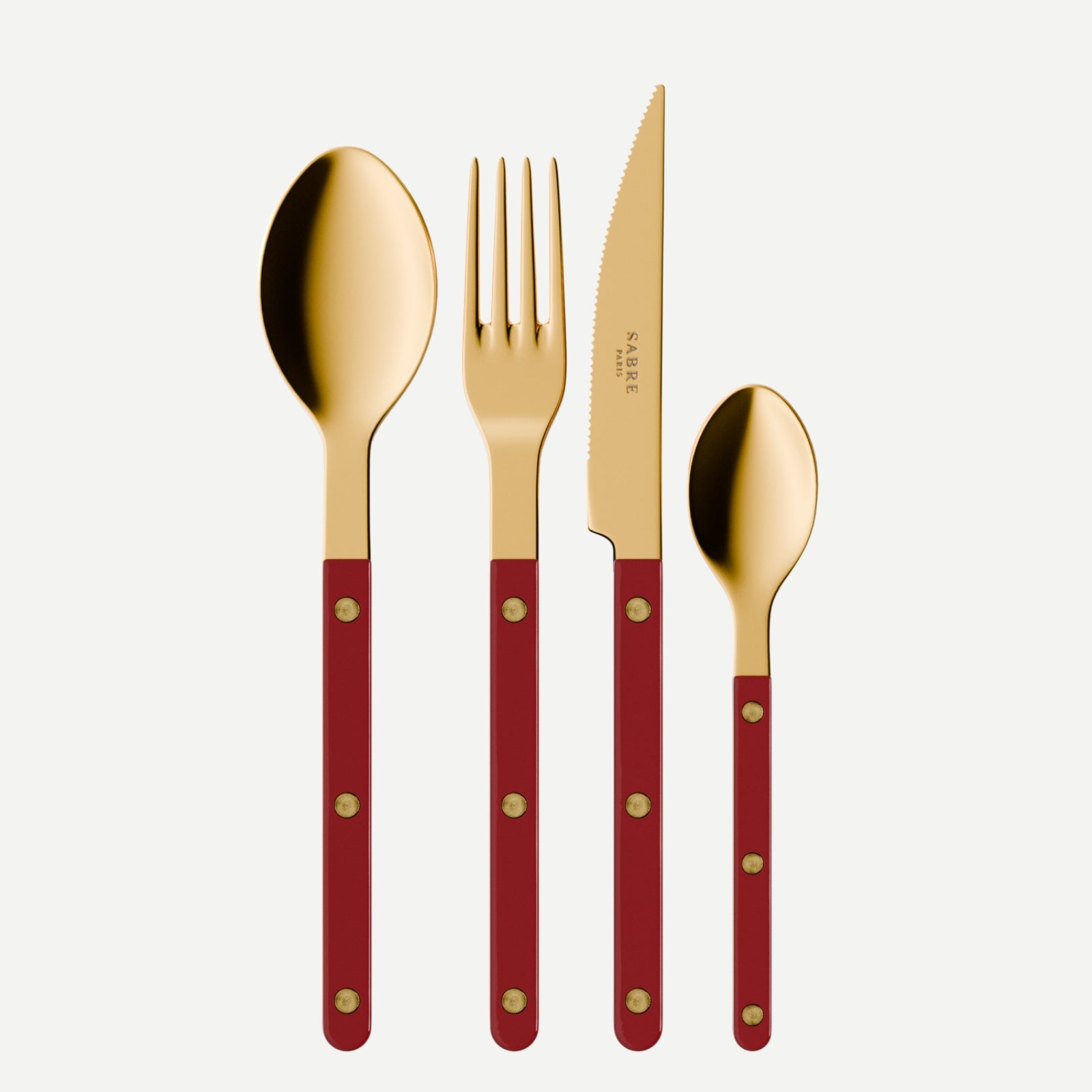 Bistrot Gold Solid, Burgundy - 24 pieces cutlery set