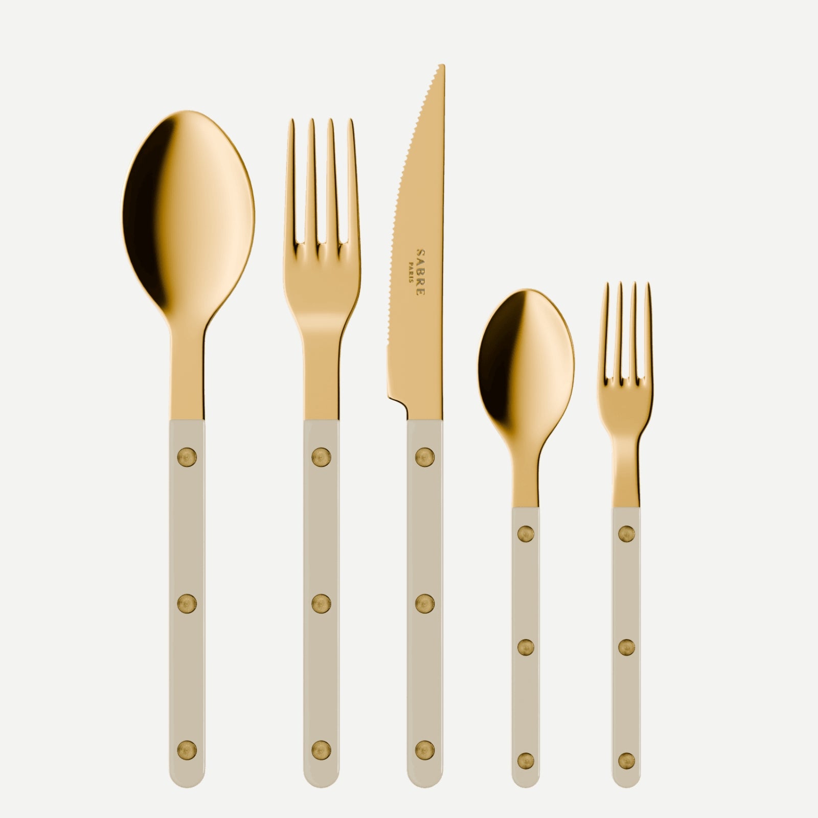 Bistrot Gold Uni, Mastic - Set de 5 couverts de table