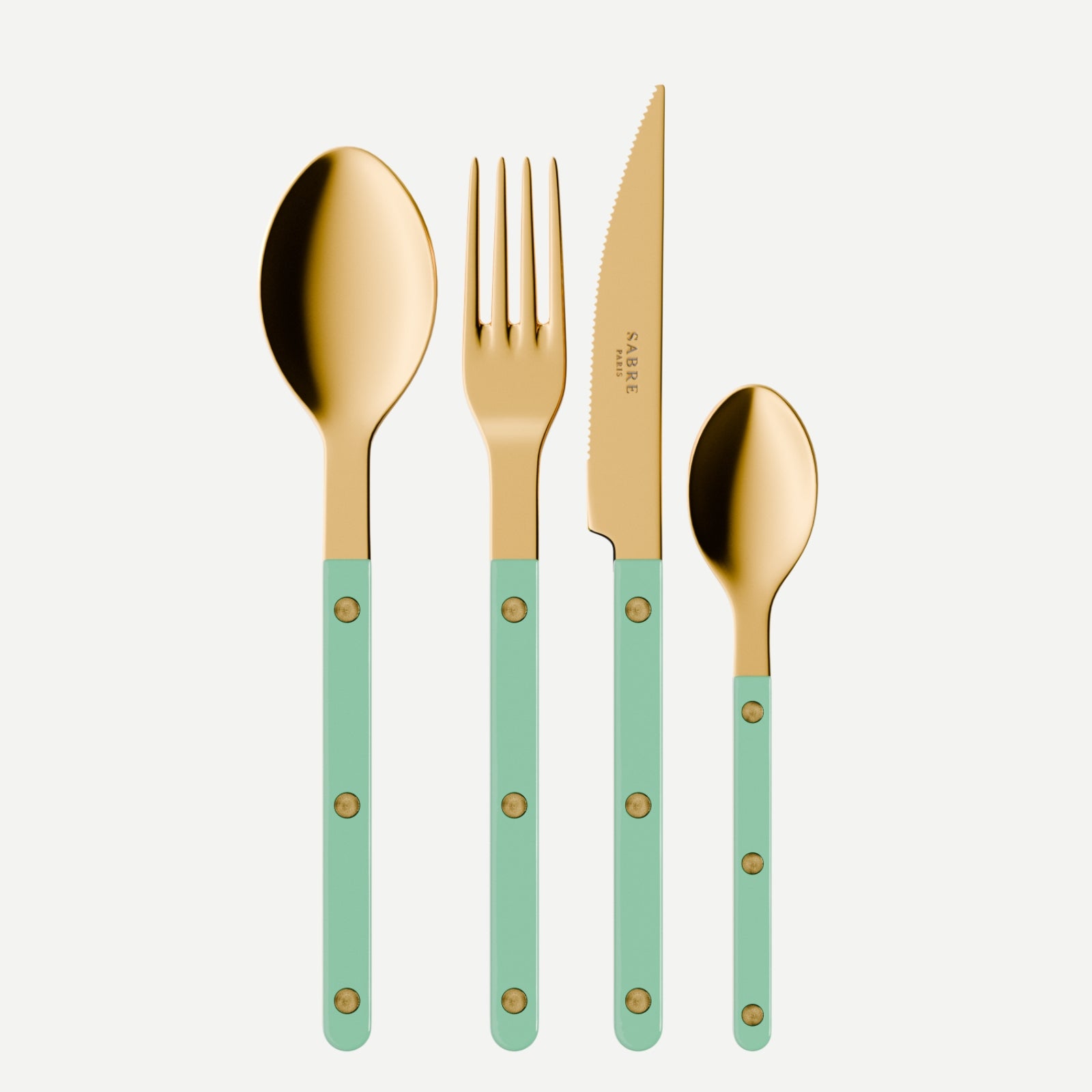 Bistrot couleur Gold Uni, Vert pastel - Ménagère 48 pièces