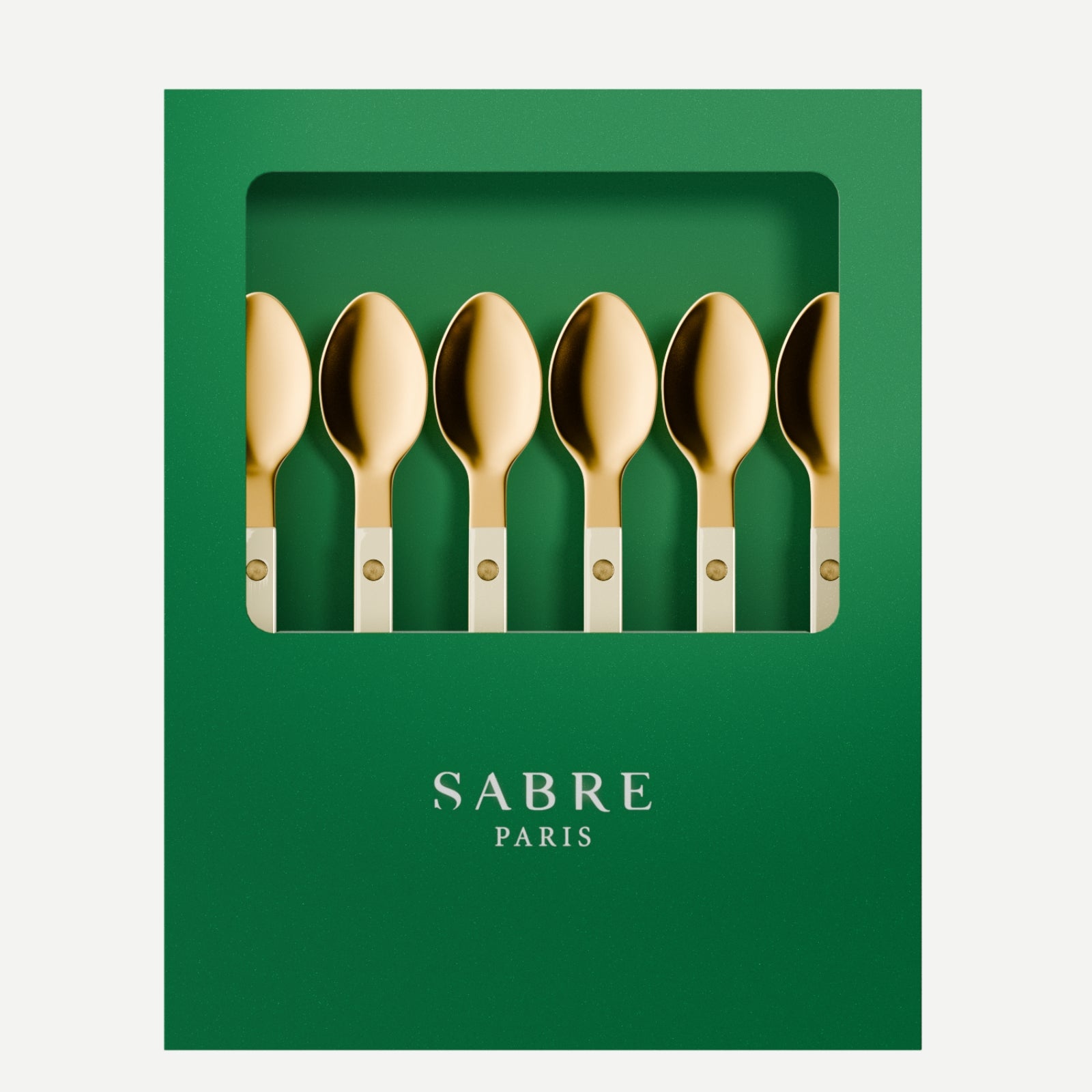 Bistrot Gold Uni, Ivoire - Coffret de 6 cuillères à expresso